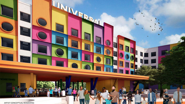 A colorful 300-room hotel will be at the entrance to the Universal Kids Resort. A colorful 300-room hotel will be at the entrance to the Universal Kids Resort.