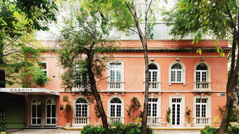 The Casona Roma Norte's grand mansion, or casona, is a protected historical building, down to its signature pink exterior.