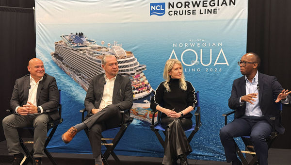 A Q&A was held with NCL executives, from left: NCL president David Herrera, senior vice president of hotel operations Mark Kansley, director and choreographer Patricia Wilcox and NCLH vice president of entertainment production Bryan White. A Q&A was held with NCL executives, from left: NCL president David Herrera, senior vice president of hotel operations Mark Kansley, director and choreographer Patricia Wilcox and NCLH vice president of entertainment production Bryan White.
