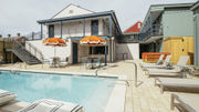 The Dew Drop Inn's pool and courtyard.