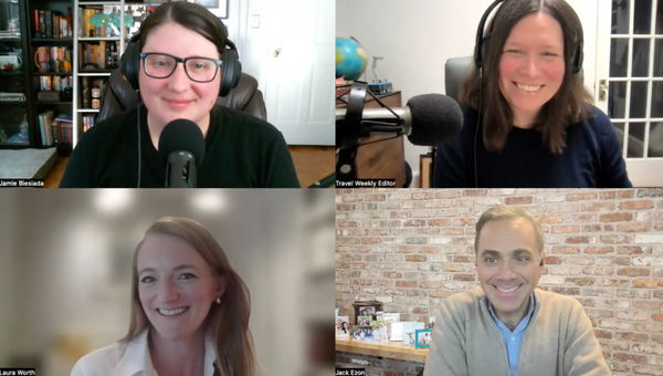 Clockwise from top left: Travel Weekly editors Jamie Biesiada and Rebecca Tobin; Jack Ezon of Embark Beyond; and Laura Worth, an Embark advisor and owner of Art & Travel. Clockwise from top left: Travel Weekly editors Jamie Biesiada and Rebecca Tobin; Jack Ezon of Embark Beyond; and Laura Worth, an Embark advisor and owner of Art & Travel.