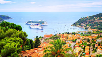 Cruise ships in the harbor at Villefranche-sur-Mer near Nice.