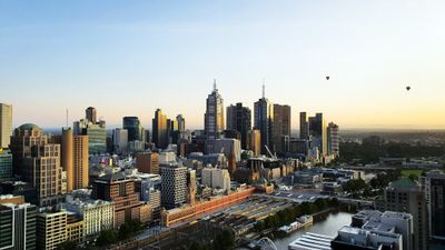 The city skyline of Melbourne, Australia.