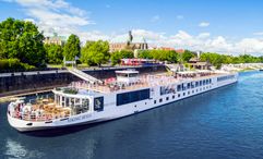 The Viking Beyla sailing the Elbe River in Magdeburg, Germany.