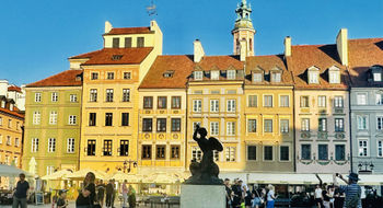 A statue of a mermaid, said to be the city's protector, in Warsaw's Old Town Square.
