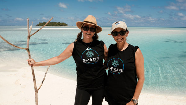 Korp, left, and Stott at space camp at the Como Maalifushi in the Maldives. They're holding another camp there in August. Korp, left, and Stott at space camp at the Como Maalifushi in the Maldives. They're holding another camp there in August.