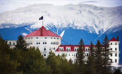 The snow-covered peaks of the White Mountains provide the backdrop for the 269-room resort.