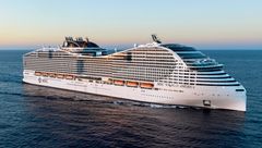 A rendering of the MSC World America, one of more than a half-dozen large cruise ships debuting in 2025.