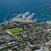 An aerial view of Victoria, British Columbia, a common port of call on Alaska cruises.