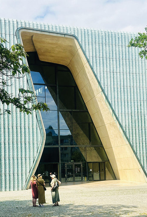 The entrance to the Polin Museum of the History of Polish Jews. The entrance to the Polin Museum of the History of Polish Jews.