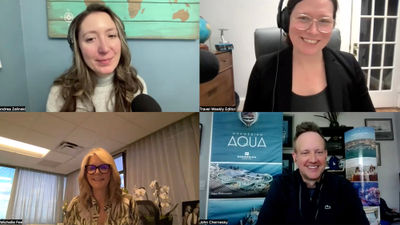 Clockwise from top left: Andrea Zelinski and Rebecca Tobin of Travel Weekly; John Chernesky of Norwegian Cruise Line; and Michelle Fee of Cruise Planners.