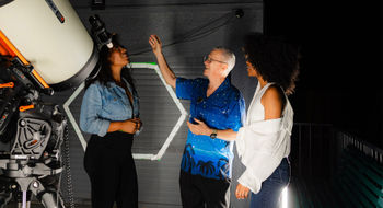 Edward Mahoney, the director of astronomy at the Hyatt Regency Maui Resort and Spa, talks to guests about what they are seeing in the sky.