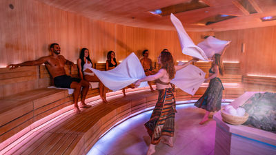 Lapis Spa & Wellness features the aufguss sauna, which combines heat, aromas, music and lights in a communal experience.