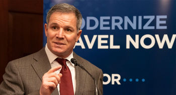 U.S. Travel Association CEO Geoff Freeman spoke during a meeting at the U.S. Capitol on Feb 19.