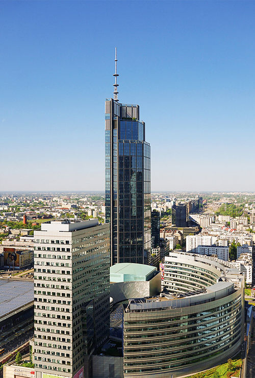 Varso Tower, the tallest building in the EU, looms over Warsaw. Varso Tower, the tallest building in the EU, looms over Warsaw.