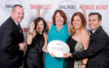 Winners in each of 67 categories, spanning the airline, car, hospitality, rail, GDS, agent education, tour, cruise, destination and theme park sectors, were presented their awards at a gala dinner and ceremony on Dec. 16 at the Plaza Hotel in New York. Pictured here, Viking's Rob Huffman, Cindy Zalesky and Michele Saegesser, Cruise Planners' Vicky Garcia and Viking's Erik De La Cruz.